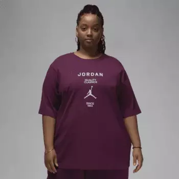 Футболка Jordan Women's Girlfriend T-Shirt (Plus Size), цвет Bordeaux/White