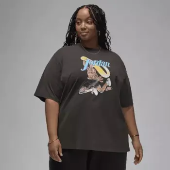 Футболка Jordan Women's Graphic Girlfriend T-Shirt (Plus Size), цвет Off Noir/White