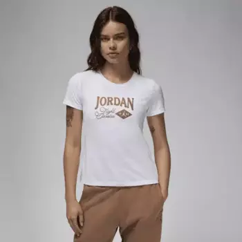 Футболка Jordan Women's Graphic Slim T-Shirt, цвет White/Archaeo Brown