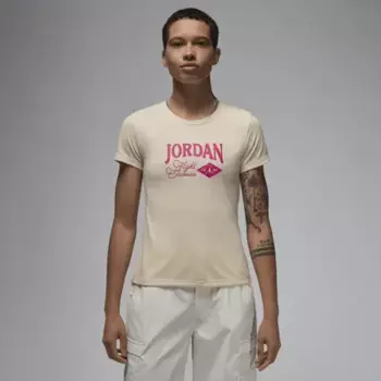 Футболка Jordan Women's Graphic Slim T-Shirt, цвет Legend Light Brown/Active Pink