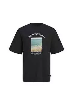 Футболка jprblaocean club фотопринт ss tee Jack & Jones, черный
