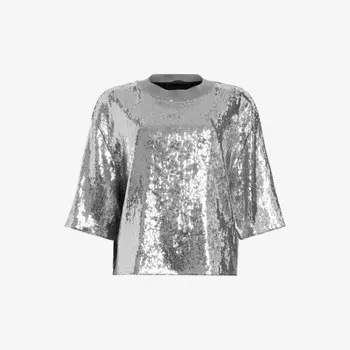 Футболка Juela с короткими рукавами, украшенная пайетками Allsaints, серебряный