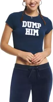 Футболка Juicy Couture Dump Him Graphic Baby Tee, цвет Regal Blue