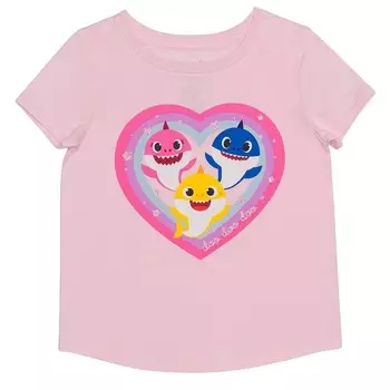 Футболка Jumping Beans Baby Shark Family Hearts для девочек и малышей, цвет Pink Veranda