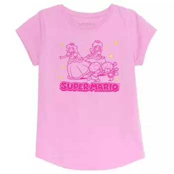 Футболка Jumping Beans Nintendo Super Mario с рисунком персика, ромашки и жабы для девочек и малышей Jumping Beans