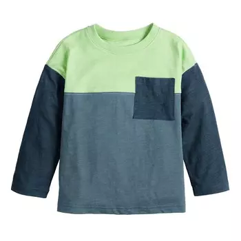 Футболка Jumping Beans с длинными рукавами и карманами с цветными блоками для маленьких мальчиков, цвет Hamilton Gray