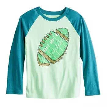 Футболка Jumping Beans с длинными рукавами реглан и рисунком для мальчиков 4–12 лет, цвет Football Field