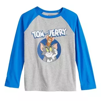 Футболка Jumping Beans Tom & Jerry с длинными рукавами и рисунком реглан для мальчиков 4–12 лет, серый