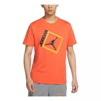 Футболка jumpman box ss повседневные спортивные дышащие алфавит с коротким рукавом Air Jordan, оранжевый