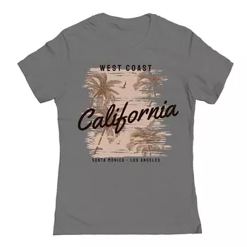 Футболка Junior's California Vintage с рисунком пальм COLAB89 by Threadless, цвет Charcoal