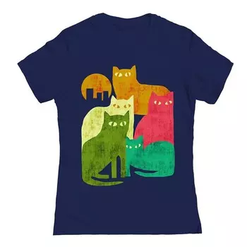 Футболка Junior's City Cats с рисунком COLAB89 by Threadless, темно-синий