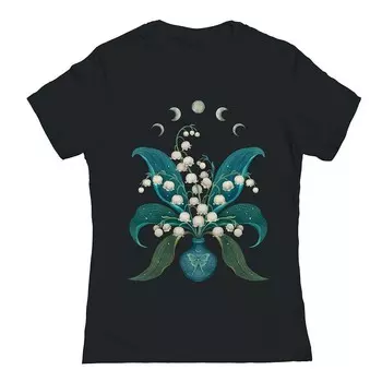 Футболка Junior's Lily Of The Valley с рисунком COLAB89 by Threadless, черный