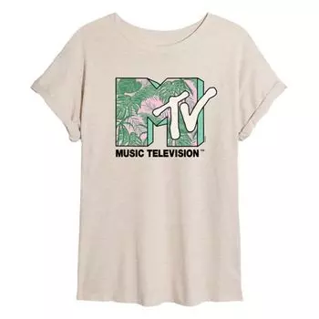 Футболка Juniors MTV с тропическими листьями большого размера Licensed Character, бежевый