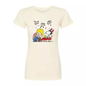 Футболка Juniors' Peanuts с американским принтом Snoopy & Schroeder Licensed Character, бежевый