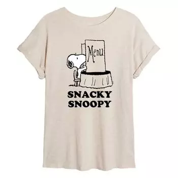 Футболка Juniors' Peanuts Snacky Snoopy большого размера Licensed Character, бежевый