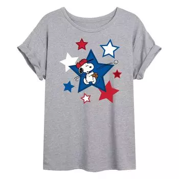 Футболка Juniors' Peanuts Snoopy Baseball Stars с струящимся рисунком Licensed Character
