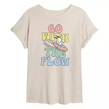 Футболка Juniors Peanuts Snoopy Go with the Flow большого размера Licensed Character, бежевый