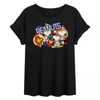 Футболка Juniors Peanuts Snoopy & Woodstock большого размера Licensed Character, черный