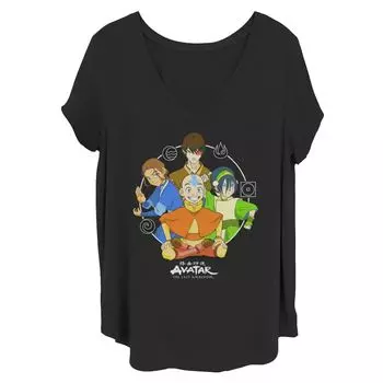 Футболка Juniors' Plus Avatar The Last Airbender 4 Element Masters с V-образным вырезом и графикой Licensed Character