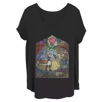 Футболка Juniors' Plus Disney Beauty & The Beast с витражами Licensed Character, черный