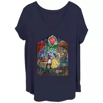 Футболка Juniors' Plus Disney Beauty & The Beast с витражами Licensed Character, темно-синий