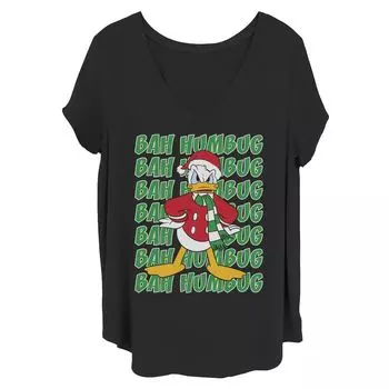 Футболка Juniors' Plus Disney Donald Duck Bah Humbug с рождественским текстом Licensed Character