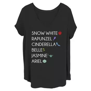 Футболка Juniors Plus Disney Princess с именами и символами шести принцесс Licensed Character