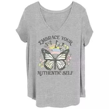 Футболка Juniors' Plus Embrace Your Authentic с цветочным рисунком бабочки Licensed Character