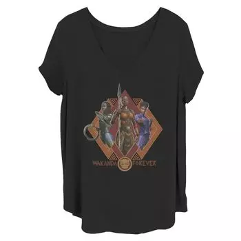 Футболка Juniors' Plus Marvel Black Panther Wakanda Forever Trio Шури Окойе и Накиа Licensed Character