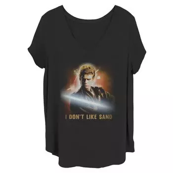 Футболка Juniors' Plus Star Wars No Sand Burnt с V-образным вырезом и рисунком Licensed Character
