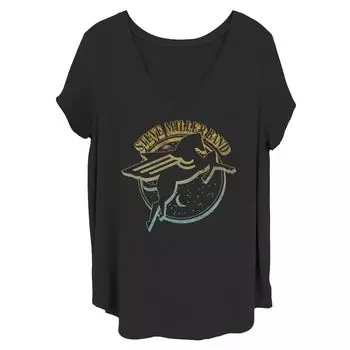 Футболка Juniors' Plus Steve Miller Band с потертым значком единорога и V-образным вырезом с рисунком Licensed Character