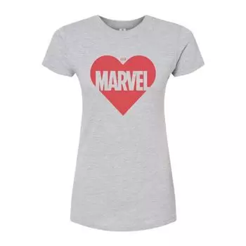 Футболка Juniors с логотипом в форме сердца Marvel, серый