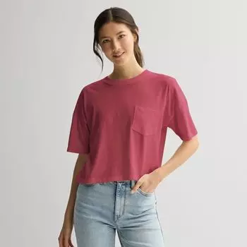 Футболка Juniors с укороченным карманом и свободным кроем So, цвет velvet berry