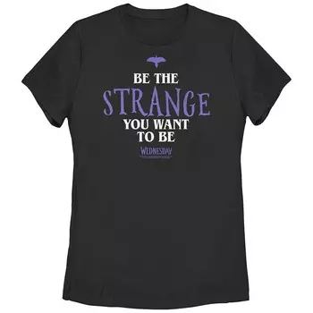 Футболка Juniors' Wednesday Be The Strange You Want To Be с рисунком Licensed Character, черный