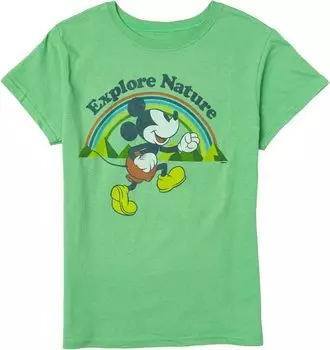 Футболка Junk Food Kids Disney Mickey Explore Nature T-Shirt, цвет Grass Green