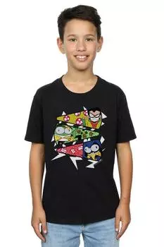 Футболка «Юные титаны, вперед, кусочки пиццы» DC Comics, черный