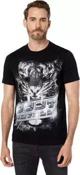 Футболка Just Cavalli Queens T-Shirt with "Tiger" Graphic with Crystals, черный