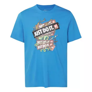 Футболка just doit casual sports алфавитный принт короткий рукав Nike, синий