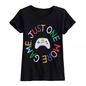 Футболка Just One More Game Center для девочек 7–16 лет с управлением игрой и красочной надписью Licensed Character