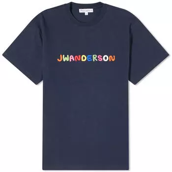 Футболка Jw Anderson Logo Embroidery T-Shirt, темно-синий