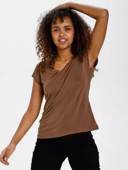 Футболка KAFFE Lise с V-образным вырезом, Мустанг