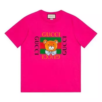 Футболка kai x crossover ss21 loose round neck short sleeve purple red Gucci, красный