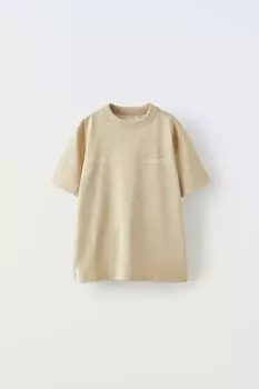 Футболка калифорния ZARA, бежевый