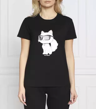 Футболка Karl Lagerfeld ikonik 2.0 choupette regular fit, черный