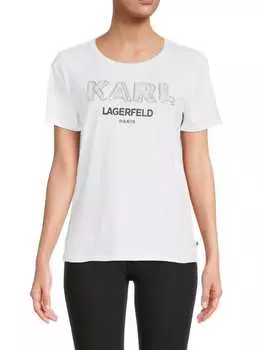 Футболка Karl Lagerfeld Paris с логотипом, слоновая кость