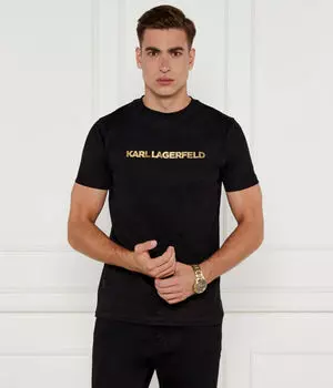 Футболка Karl Lagerfeld Regular Fit с логотипом, черный / золотой