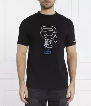 Футболка Karl Lagerfeld Regular Fit с принтом логотипа, черный