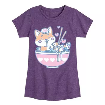 Футболка Kawaii Ramen Shiba Inu для девочек 7–16 лет Licensed Character, цвет Heather Purple