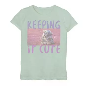Футболка «Keeping It Cute» для девочек 7–16 лет «Звездные войны. Мандалорец. Ребенок, он же Бэби Йода». Licensed Character