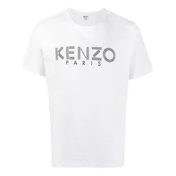 Футболка KENZO Cotton logo Printing Short Sleeve T-Shirt 'White Black', белый